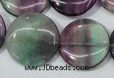 CFL168 15.5 inches 25mm flat round natural fluorite beads wholesale