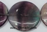 CFL171 15.5 inches 40mm flat round natural fluorite beads wholesale