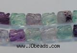 CFL305 15.5 inches 8*10mm carved column natural fluorite beads