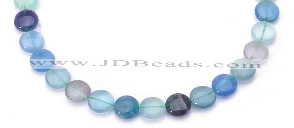 CFL44 14*14mm B grade flat round natural fluorite bead wholesale