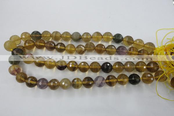 CFL456 15.5 inches 14mm faceted round rainbow fluorite beads