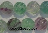 CFL459 15.5 inches 16mm carved round natural fluorite beads