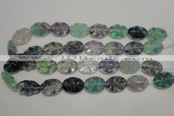 CFL498 15.5 inches 18*25mm wavy oval natural fluorite beads