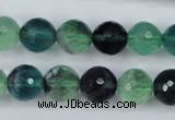 CFL54 15.5 inches 12mm faceted round AB grade natural fluorite beads