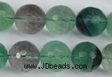 CFL56 15.5 inches 16mm faceted round AB grade natural fluorite beads