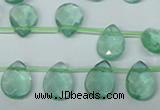 CFL650 Top-drilled 10*14mm faceted briolette green fluorite beads