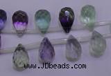 CFL708 Top-drilled 8*12mm faceted teardrop natural fluorite beads