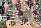 CFL960 Top drilled 10*14mm flat teardrop natural fluorite beads