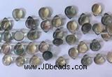 CFL962 Top drilled 9*12mm flat teardrop natural fluorite beads