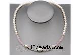 CFN100 potato white freshwater pearl & rose quartz necklace, 16 - 24 inches