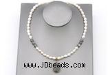 CFN159 baroque white freshwater pearl & labradorite necklace with pendant