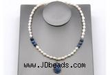 CFN165 baroque white freshwater pearl & dumortierite necklace with pendant