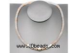 CFN201 4*6mm faceted rondelle pink aventurine & potato white freshwater pearl necklace