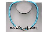 CFN203 4*6mm faceted rondelle turquoise & potato white freshwater pearl necklace