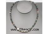 CFN205 4*6mm faceted rondelle Indian agate & potato white freshwater pearl necklace