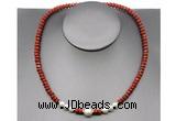 CFN212 4*6mm faceted rondelle red jasper & potato white freshwater pearl necklace