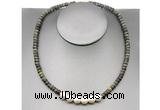 CFN214 4*6mm faceted rondelle dragon blood jasper & potato white freshwater pearl necklace