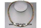 CFN215 4*6mm faceted rondelle unakite & potato white freshwater pearl necklace