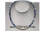 CFN221 4*6mm faceted rondelle sodalite & potato white freshwater pearl necklace