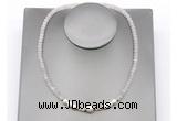 CFN229 4*6mm faceted rondelle rose quartz & potato white freshwater pearl necklace