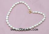 CFN302 16 - 24 inches 9mm - 10mm rice white freshwater pearl necklace