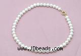 CFN593 Non-knotted 9mm - 10mm potato white freshwater pearl necklace