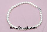 CFN594 Hand -knotted 9mm - 10mm potato white freshwater pearl necklace