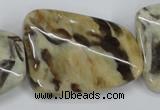 CFS207 30*40mm twisted rectangle natural feldspar gemstone beads