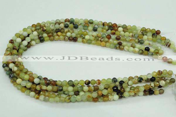 CFW01 15.5 inches 4mm faceted round flower jade beads wholesale