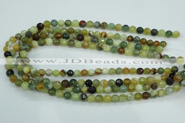 CFW03 15.5 inches 8mm faceted round flower jade beads wholesale