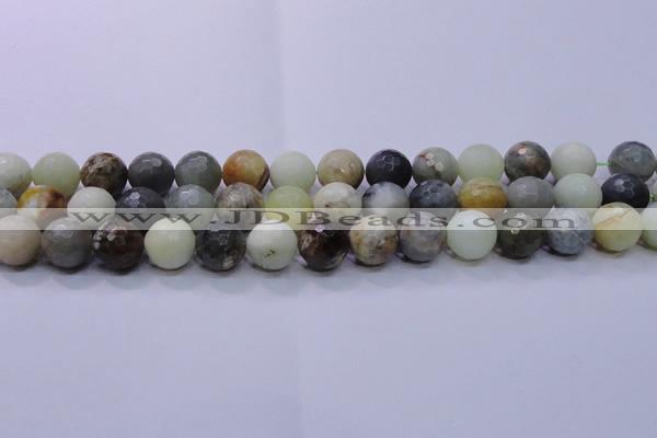 CFW06 15.5 inches 14mm faceted round flower jade beads wholesale