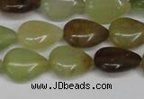 CFW123 15.5 inches 13*18mm flat teardrop flower jade gemstone beads