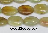 CFW126 15.5 inches 12*16mm flat oval flower jade gemstone beads