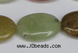 CFW131 15.5 inches 22*30mm flat oval flower jade gemstone beads