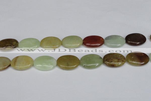 CFW131 15.5 inches 22*30mm flat oval flower jade gemstone beads