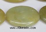 CFW132 15.5 inches 30*40mm flat oval flower jade gemstone beads