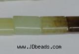 CFW142 15.5 inches 12*16mm flat tube flower jade gemstone beads