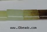 CFW143 15.5 inches 13*18mm flat tube flower jade gemstone beads