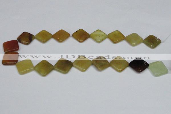 CFW160 15.5 inches 18*18mm diamond flower jade gemstone beads