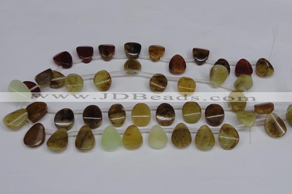 CFW171 Top drilled 13*18mm flat teardrop flower jade gemstone beads