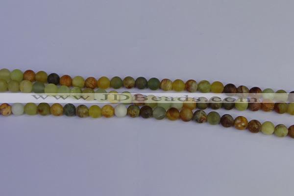 CFW201 15.5 inches 6mm round matte flower jade beads wholesale