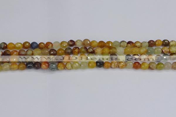 CFW211 15.5 inches 6mm faceted round flower jade beads