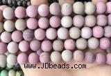 CFW38 15.5 inches 10mm round matte pink wooden jasper beads