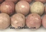 CFW61 15 inches 8mm faceted round pink wooden jasper beads