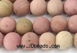 CFW71 15 inches 6mm round matte pink wooden jasper beads