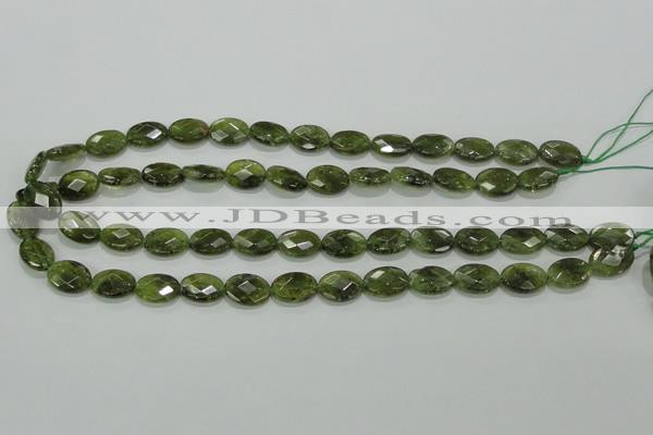 CGA107 15.5 inches 10*14mm faceted oval natural green garnet beads