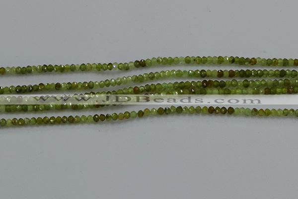 CGA155 15.5 inches 2*2.5mm faceted rondelle green garnet beads