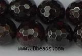 CGA666 15.5 inches 14mm faceted round red garnet beads wholesale