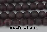 CGA671 15.5 inches 6mm round matte red garnet beads wholesale