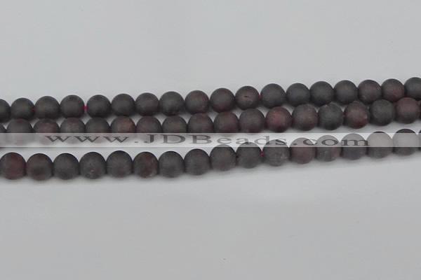 CGA672 15.5 inches 8mm round matte red garnet beads wholesale